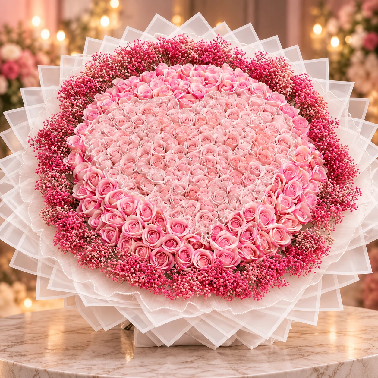 Lüks Pembe Gül Buketi 250 adet